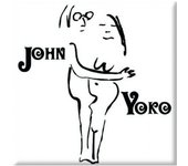 Imán para nevera de John Lennon, John y Yoko One Size blanco/negro