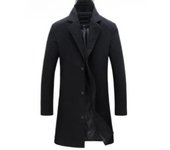 Abrigo de hombre Ropa de hombre Versión coreana Gabardina entallada mediana y larga Chaqueta de tela para hombre M caqui