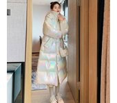 Ropa de algodón para mujer, nueva chaqueta acolchada gruesa hasta la rodilla, colorida S color rosa