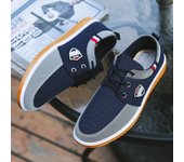 Zapatos informales de verano para hombres de mediana edad y mayores, desodorante transpirable, zapatos planos con cordones resistentes al desgaste que combinan con todo 44 azul