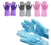 Guantes de silicona para lavavajillas para la limpieza de la cocina del hogar azul