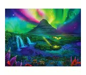 Cuadro de diamantes con marco, mosaico de paisaje de montaña, imagen de la aurora boreal con diamantes de imitación, bordado, manualidades para adultos, decoración del hogar, 30 x 40 cm 30x40cm NO Frame
