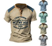 Camiseta para hombre Camisetas Texto gráfico Negro Verde militar Piscina Gris oscuro Impresión 3D Calle Casual Manga corta con botones Ropa estampada Básica L cian
