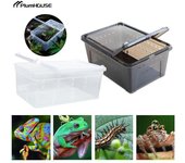 1 terrario para reptiles, arañas, caja de alimentación de plástico transparente, contenedor de cría de alimentos para transporte de insectos, lagartijas y escarabajos