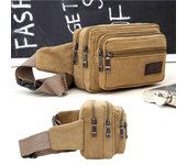Riñonera de lona con cinturón de almacenamiento vintage, bolso bandolera, mochila de hombro negro