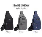 Bolso de pecho Nuevos Hombres Simple Nylon Moda Impermeable Un Hombro Bandolera Bolso azul