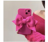 Funda protectora de cámara de moda suave con lazo en color rosa lindo 3D para iPhone 13 12 11 Pro Max Xr Xs Max X 7 8 Plus Funda trasera de silicona For iPhone 7 or 8