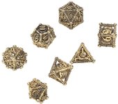 Juego de 7 dados poliédricos con diseño de dragones huecos de cobre para juegos de mesa de rol.