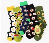 Calcetines altos unisex a la moda para mujer y hombre, calcetines de fruta, aguacate, hamburguesa, cereza, calcetines de algodón One size