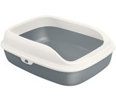 PAKEWAY Caja de arena para gatos de tipo abierto - Bordes de esquina precisos Cubierta superior retráctil Diseño de doble capa S azul