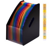 Carpeta de archivos expandible con 12 bolsillos, organizador de archivos acordeón, tamaño carta A4, organizador de documentos varios colores