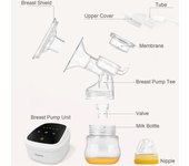 Doopser DSP-8003D Extractor de leche eléctrico doble para lactancia materna Extractor de leche manos libres 2 modos y 5 negro