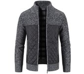 Cárdigan con cuello levantado para hombre, suéter informal grueso, abrigo cálido de moda para otoño e invierno M negro