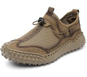 Zapatos casuales de malla de respiradero de verano para hombres, mocasines para hombres, zapatos para caminar al aire libre, mocasines, zapatos para hombre 38 negro