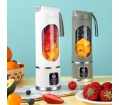 Exprimidor portátil recargable por USB, mini licuadora, mini trituradora de hielo de tres modos, pantalla digital y 12 cuchillas, adecuado para exprimidor fresco, suministros de cocina blanco