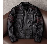 Chaqueta de cuero genuino para Hombre, abrigo de piel de vaca Natural Vintage, Chaquetas de cuero para motocicleta de otoño para Hombre 5XL