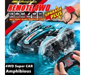 Nuevo coche de control remoto anfibio 4WD, coche de acrobacias terrestres y acuáticas, sensor de gestos, vehículo todoterreno 4x4, camión monstruo de derrape impermeable, juguete de regalo para niños 1 Battery rojo