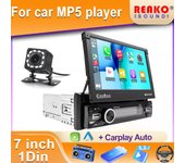 Reproductor multimedia estéreo de 1 Din con pantalla retráctil de 7 pulgadas, Carplay, Android Auto, video MP5, BT, FM, USB, unidad principal Android 1pcs