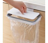 1 soporte para bolsa de basura de cocina, bote de basura de plástico portátil con tapa, estante para colgar bolsas de basura en la puerta del gabinete, bote de basura montado en la pared 1pc amarillo