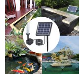 Bomba de fuente de agua solar de 1,5 W, bomba de agua sumergible de caudal de 160 l/h con 8 boquillas de agua de 9,84 pies negro