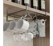 Estante colgante de acero al carbono para copas de vino, estante de almacenamiento para copas de vino, sin perforaciones, estante de almacenamiento invertido, organizador de armario