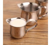Jarra para espumar café y leche, taza de acero inoxidable para café expreso, jarra medidora de onzas con boquilla para verter, utensilios de café 60ml / 2oz