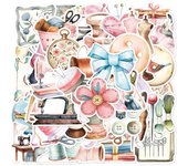 50 Uds. De pegatinas de dibujos animados, pegatinas con tema de costura, calcomanías de fuerte adherencia para ordenador portátil, teléfono, nevera, guitarra, decoración de álbumes de recortes 1 Set