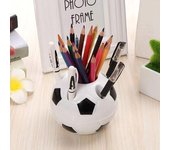 Portalápices para estudiantes, creativo, redondo, con forma de balón de fútbol, caja de almacenamiento de plástico multifuncional, decoración de escritorio con forma de balón de fútbol