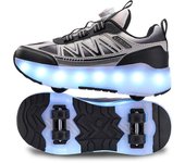 Zapatos Runaway para niños de 6 a 12 años, patines de cuatro ruedas extraíbles para mujer, zapatos luminosos deformados con carga USB para niños. 40