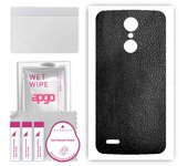 apgo Protective Skin Sticker for the back compatible with LG K8 (2017), Wrap Film, Foil, Vinyl - Pattern Black Leather