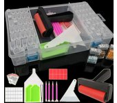 Kits de herramientas de pintura de diamantes 5d con caja de almacenamiento para accesorios de bordado de diamantes, contenedor de almacenamiento de cuentas de 64 rejillas 40PCS