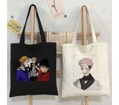 Bolso de mano para mujer con estampado de anime japonés Jujutsu Kaisen, estilo Harajuku, estilo informal, estilo gótico, de gran capacidad, para hombro, de lona 24*26cm