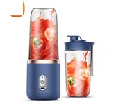 Exprimidor eléctrico portátil de 400ml, 6 cuchillas, taza de jugo de fruta, recargable por USB, exprimidor pequeño automático, licuadora, procesador de alimentos color rosa