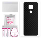 apgo Protective Skin Sticker for the back compatible with Motorola Moto G Play, Wrap Film, Foil, Vinyl - Pattern Carbon Black