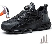 Zapatos de seguridad con punta de acero y botón giratorio para hombre y mujer, zapatillas de trabajo indestructibles, botas de seguridad protectoras a prueba de perforaciones 36