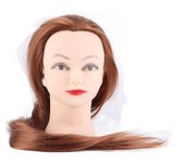 Cabeza de maniquí de maquillaje, cabeza de entrenamiento de peluquería, cabeza de muñeca de cosmetología, rubia, marrón dorado