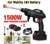 Pistola de lavado de coches recargable, lavadora a presión inalámbrica, pistola de agua eléctrica, fabricante de espuma con 2 baterías EU negro