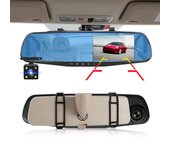 Cámara DVR para coche E-ACE Full HD 1080P con espejo retrovisor de 4,3 pulgadas, grabadora de vídeo digital, videocámara de registro con doble lente No TF Card