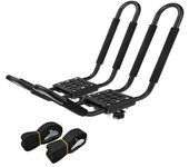 2 pares de portaequipajes para kayak, canoa, barco, tabla de surf, portaequipajes de techo para coche, SUV, camión, barras transversales 2 pairs negro
