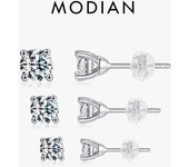 MODIAN Pendientes de lujo con forma de gota de moissanita de 1 quilates y 2 quilates, color D, VVS1 EX, de plata de ley 925, brillantes, para mujer, joyería de boda 0.6CT plata