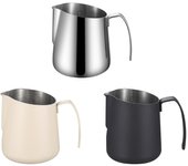 Jarra para espumar leche, taza medidora de leche para café, taza vertedora portátil de acero inoxidable, taza espumadora de leche para café para cafetería