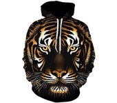 Sudadera con capucha holgada para hombre con estampado 3D de la serie Tiger de otoño S