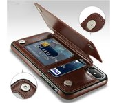 Funda Retro de cuero PU para iPhone XS XR 11 Pro Max Multi tarjetero fundas de teléfono para iPhone X 6 6s 7 8 Plus XS 5S funda Capinhas for iPhone 12 Mini marrón