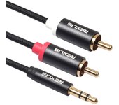 Adaptador de cable de audio auxiliar estéreo macho de 3,5 mm 2 RCA a macho para altavoz de teléfono 1M
