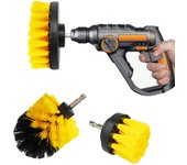 Herramienta de limpieza de cabezal de cepillo de taladro eléctrico de tres piezas para superficies de baño, bañera, ducha, cuidado de la cocina y más 2inch amarillo