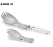 TOMSHOO-tenedor plegable de titanio para acampar al aire libre, senderismo, mochilero, cena, utensilio deportivo, vajilla