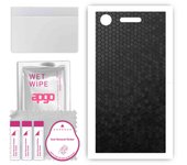 apgo Protective Skin Sticker for the back compatible with Sony Xperia XZ1, Wrap Film, Foil, Vinyl - Pattern Black Honeycomb