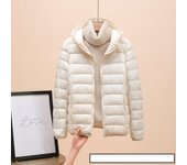 Chaqueta de invierno de moda para mujer, chaqueta de plumón de pato blanca ligera, chaqueta acolchada delgada, abrigo de plumón portátil a prueba de viento XXXL color rosa