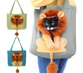 Transportines para gatos y mascotas, diseño de león, bolsa portátil y transpirable, bolsas de transporte para perros y gatos, bolsos de viaje para mascotas con cremallera de seguridad 40x35cm-in 4kg azul