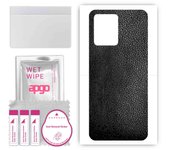apgo Protective Skin Sticker for the back compatible with Realme 9 Pro Plus, Wrap Film, Foil, Vinyl - Pattern Black Leather